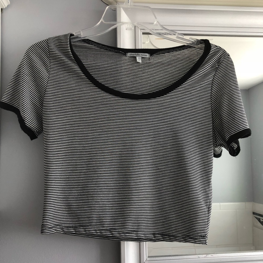 Black and White Striped Crop Top